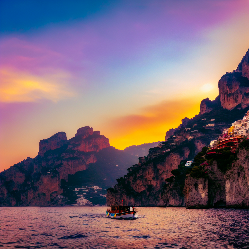 Giro in barca in Costiera Amalfitana al tramonto